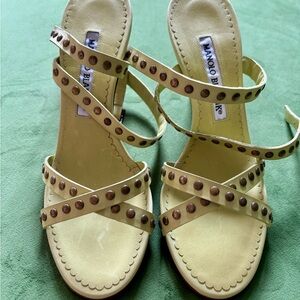 Manolo Blahnik Lime Studded Women's Sandals